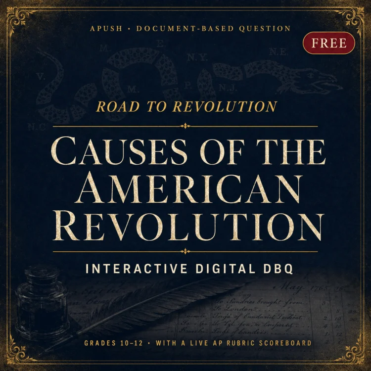 Causes of the American Revolution DBQ — free interactive digital APUSH activity.
